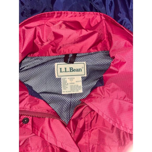 Vintage L.L. Bean Rain Jacket Trench Coat Nylon Women's Size L Regular Red - Picture 3 of 8